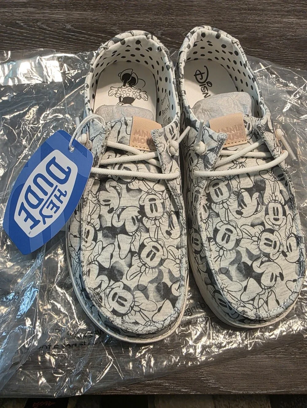 Hey Dude Kids Gray and Cream Mickey Mouse Canvas Slip-Ons